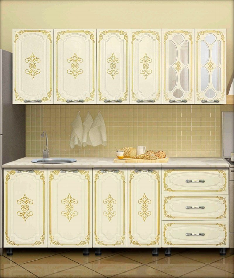 Кухонный гарнитур Elegant Линда, 200x212.5х60 см, ЛДСП, бежевый купить,259990
