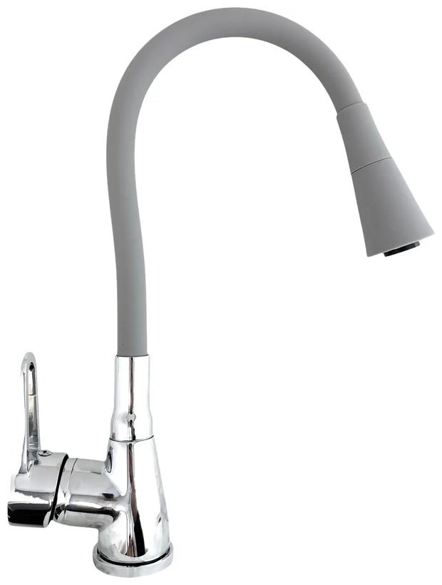 Смеситель с гибким изливом Rainsberg R0693F-5, латунь, цвет серый, хром