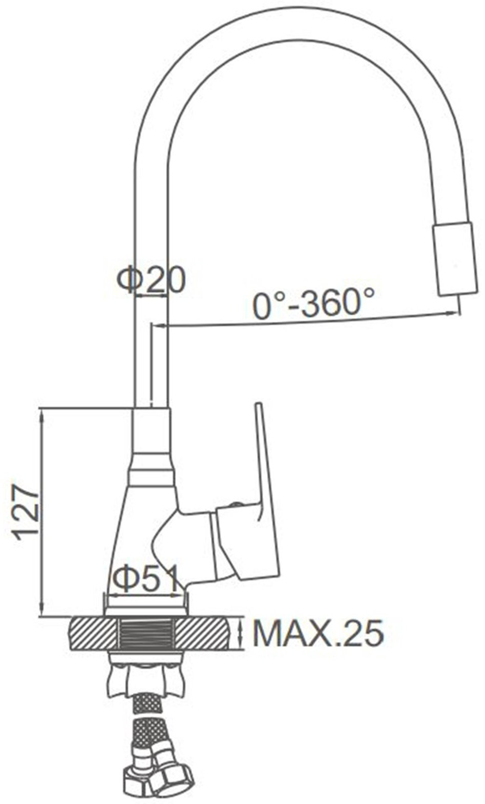 Смеситель с гибким изливом Accoona A4890F-5, латунь, цвет черный купить,NaN