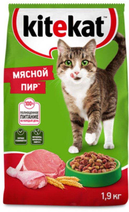 Корм Kitekat Мясной пир мясное ассорти 1.9 кг купить,4000