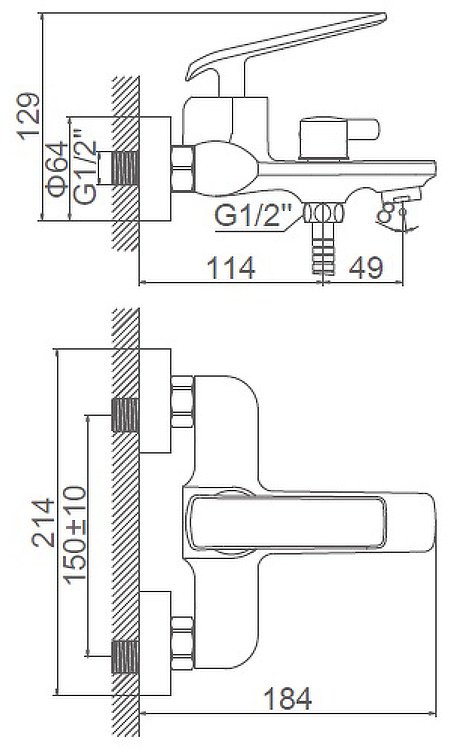 Смеситель для ванны Accoona A63123, латунь, цвет хром купить,NaN
