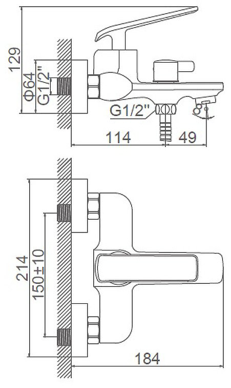 Смеситель для ванны Accoona A63123, латунь, цвет хром купить,NaN