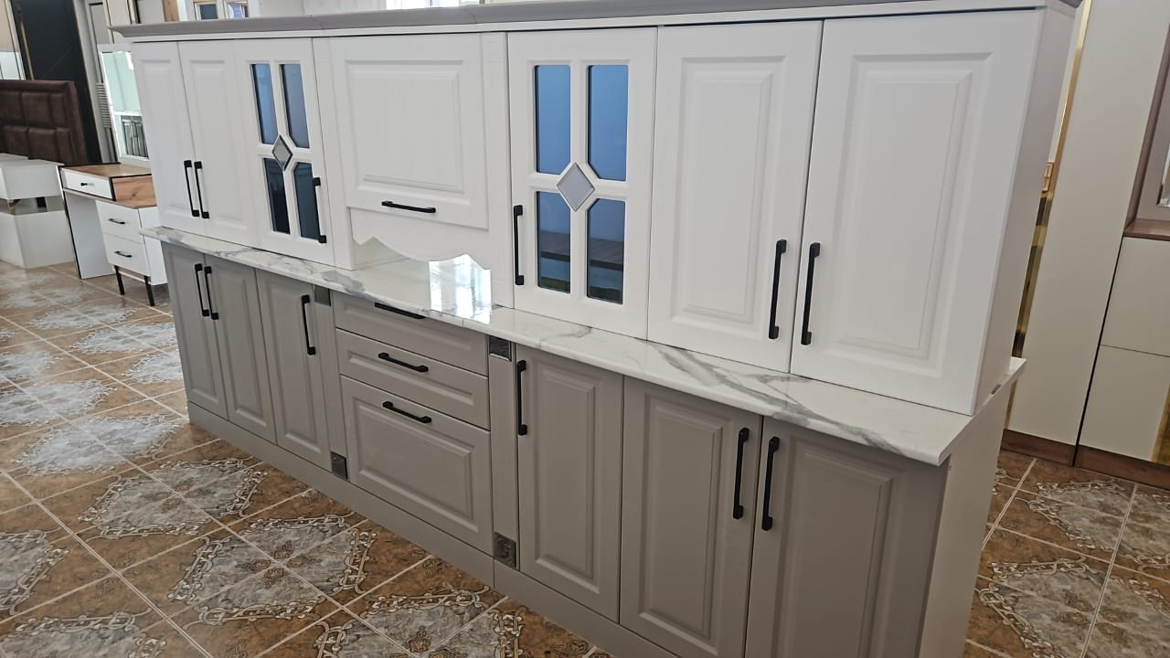 Кухонный гарнитур Эдем Kraft, 300x210х60 см, ЛДСП, белый, серый купить,NaN