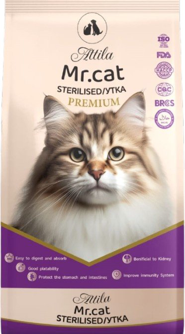 Корм ATTILA Mr.Cat Sterilised для стерилизованных утка 15 кг купить,NaN
