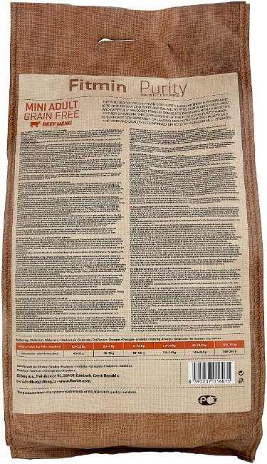 Корм Fitmin Purity GF Mini Adult Beef с говядиной для взрослых мелких пород 4 кг