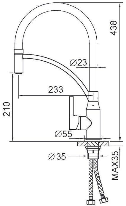 Смеситель с гибким изливом Frap F4552, латунь, цвет серый, хром купить,31000