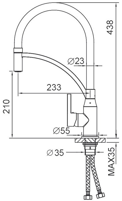 Смеситель с гибким изливом Frap F4552, латунь, цвет серый, хром купить,31000