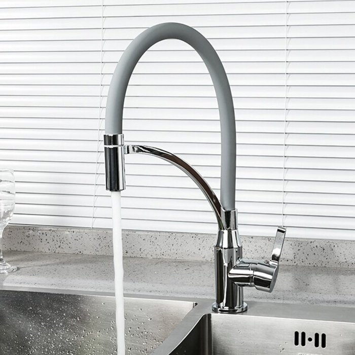 Смеситель с гибким изливом Frap F4552, латунь, цвет серый, хром купить,31000