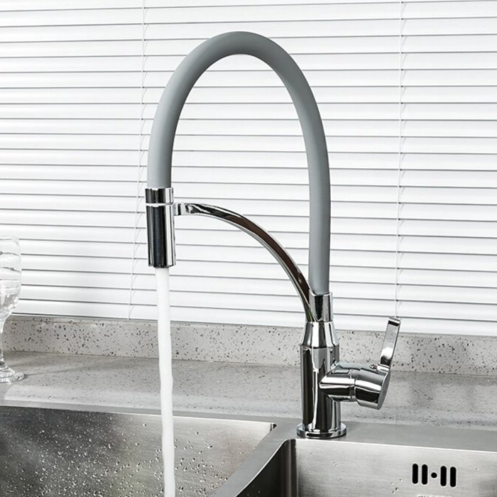 Смеситель с гибким изливом Frap F4552, латунь, цвет серый, хром купить,31000