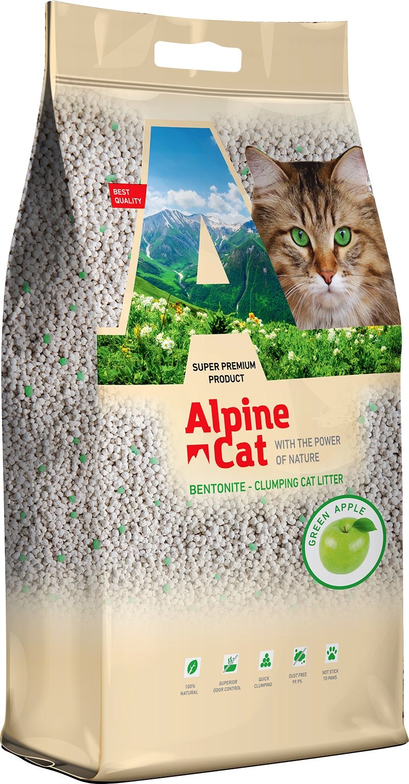 Наполнитель Alpine Cat е яблоко комкующийся 15 л