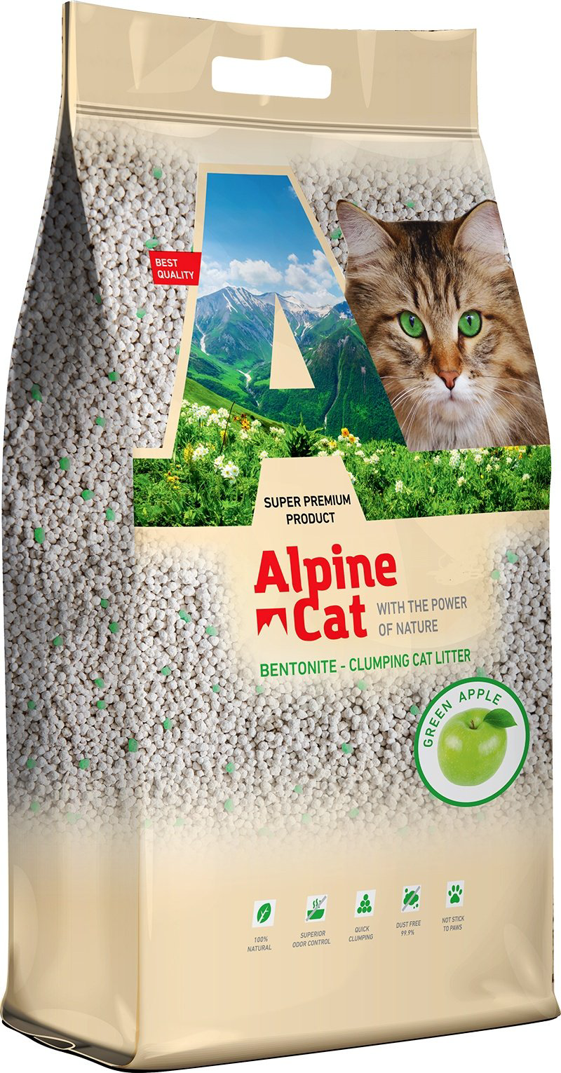 Наполнитель Alpine Cat е яблоко комкующийся 15 л купить,8000