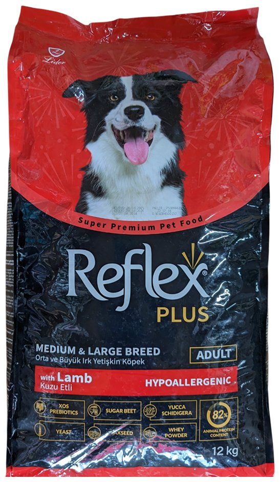 Корм Reflex Plus с ягненком для взрослых средних и крупных пород 12 кг купить,NaN