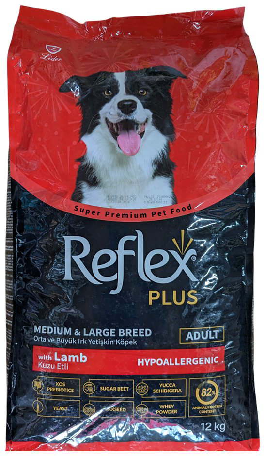 Корм Reflex Plus с ягненком для взрослых средних и крупных пород 12 кг купить,NaN
