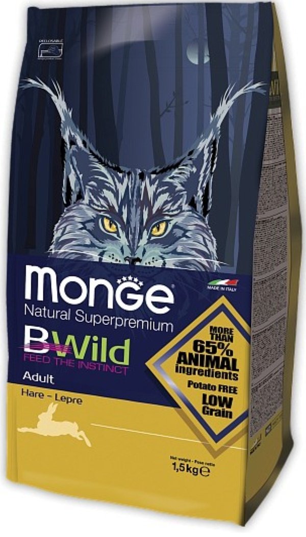 Корм Monge Bwild Adult для взрослых зайчатина 1.5 кг