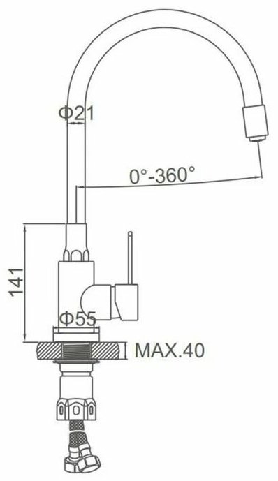 Смеситель с гибким изливом Accoona A48104T, латунь, цвет серый, хром купить,NaN