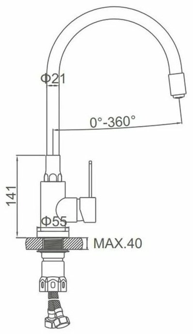 Смеситель с гибким изливом Accoona A48104T, латунь, цвет серый, хром купить,NaN