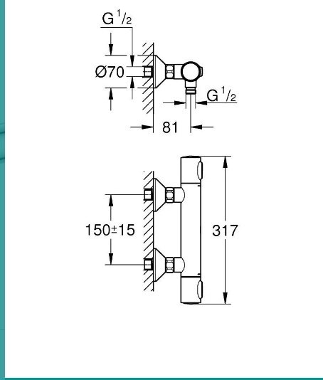 Термостат для душа GROHE Grohtherm 500 THM, внеш