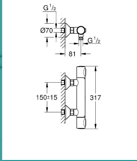 Термостат для душа GROHE Grohtherm 500 THM, внеш - ForteMarket Термостат для душа GROHE Grohtherm 500 THM, внеш купить,111122
