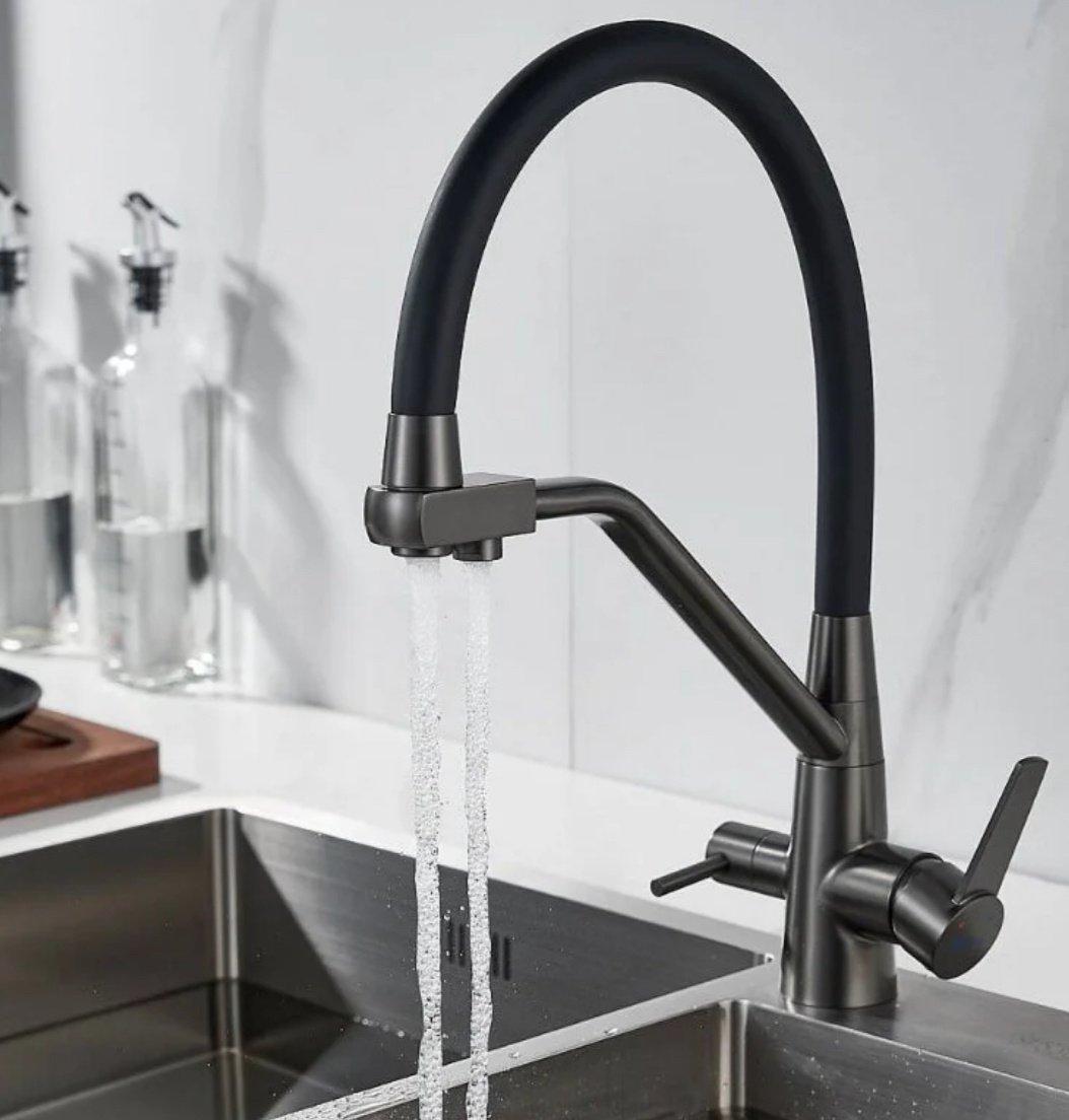 Смеситель с гибким изливом Shevanik S968T, латунь, цвет черный купить,93400