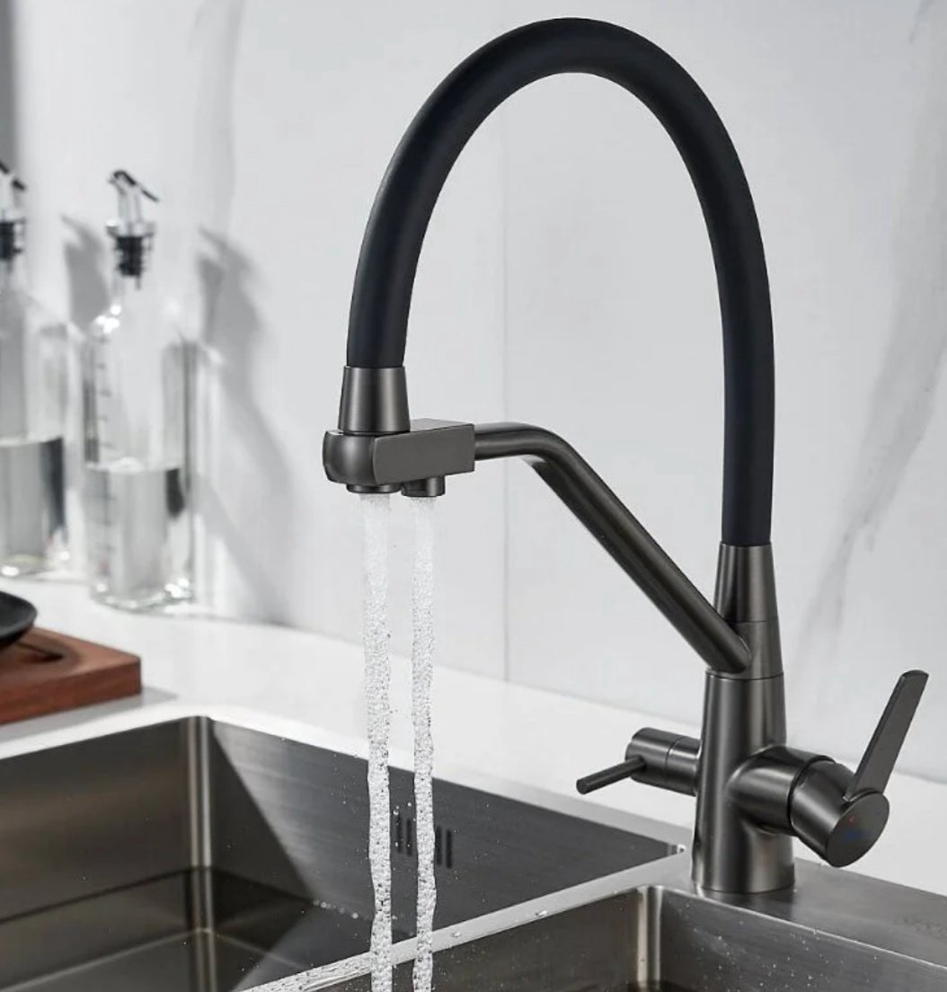Смеситель с гибким изливом Shevanik S968T, латунь, цвет черный купить,93400