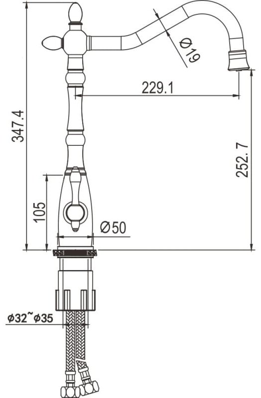 Смеситель для кухни (мойки) Rose R158, однозахватный