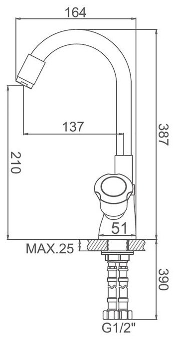 Смеситель с гибким изливом Accoona A4883T, силумин, цвет графит, хром купить,NaN