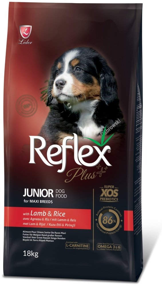 Корм Reflex Plus Junior Maxi с ягненком и рисом для щенков крупных пород 18 кг