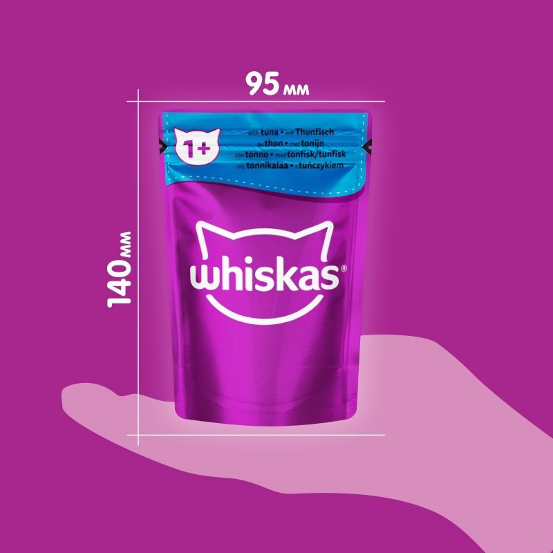 Корм Whiskas кусочки в желе тунец 85 г 1 шт купить,250
