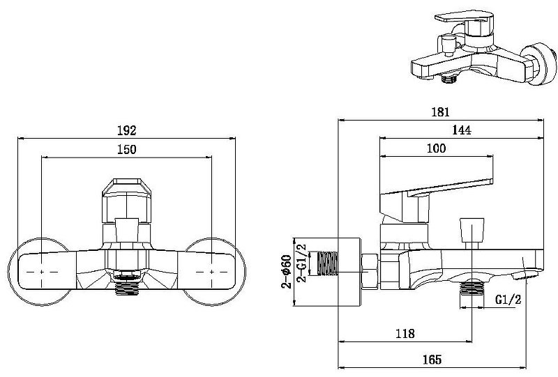 Смеситель для ванны ALLEN BRAU 5.E1003-31 ECLIPSE, латунь, цвет черный