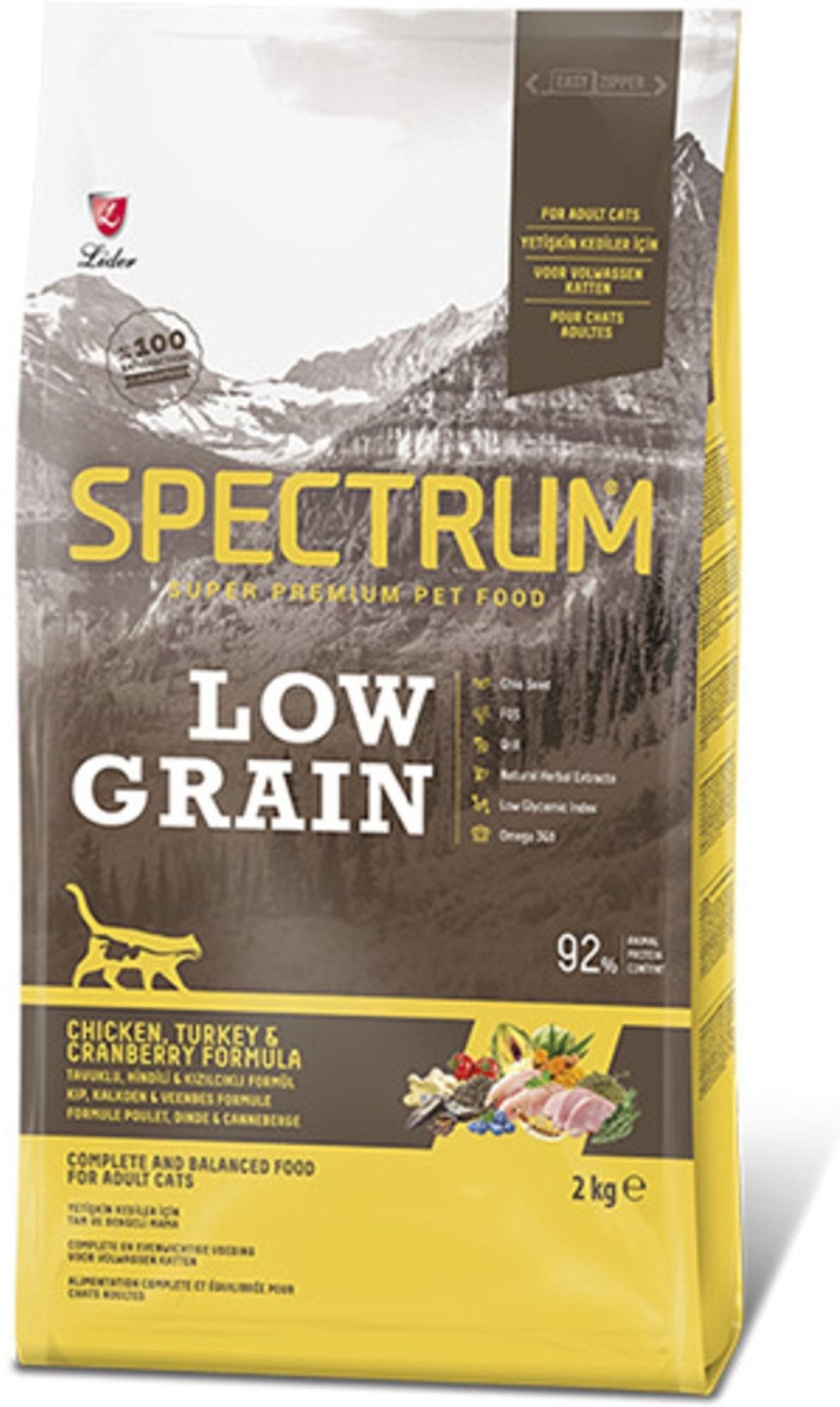 Корм SPECTRUM Adult для взрослых курица, индейка, клюква 2 кг купить,6900