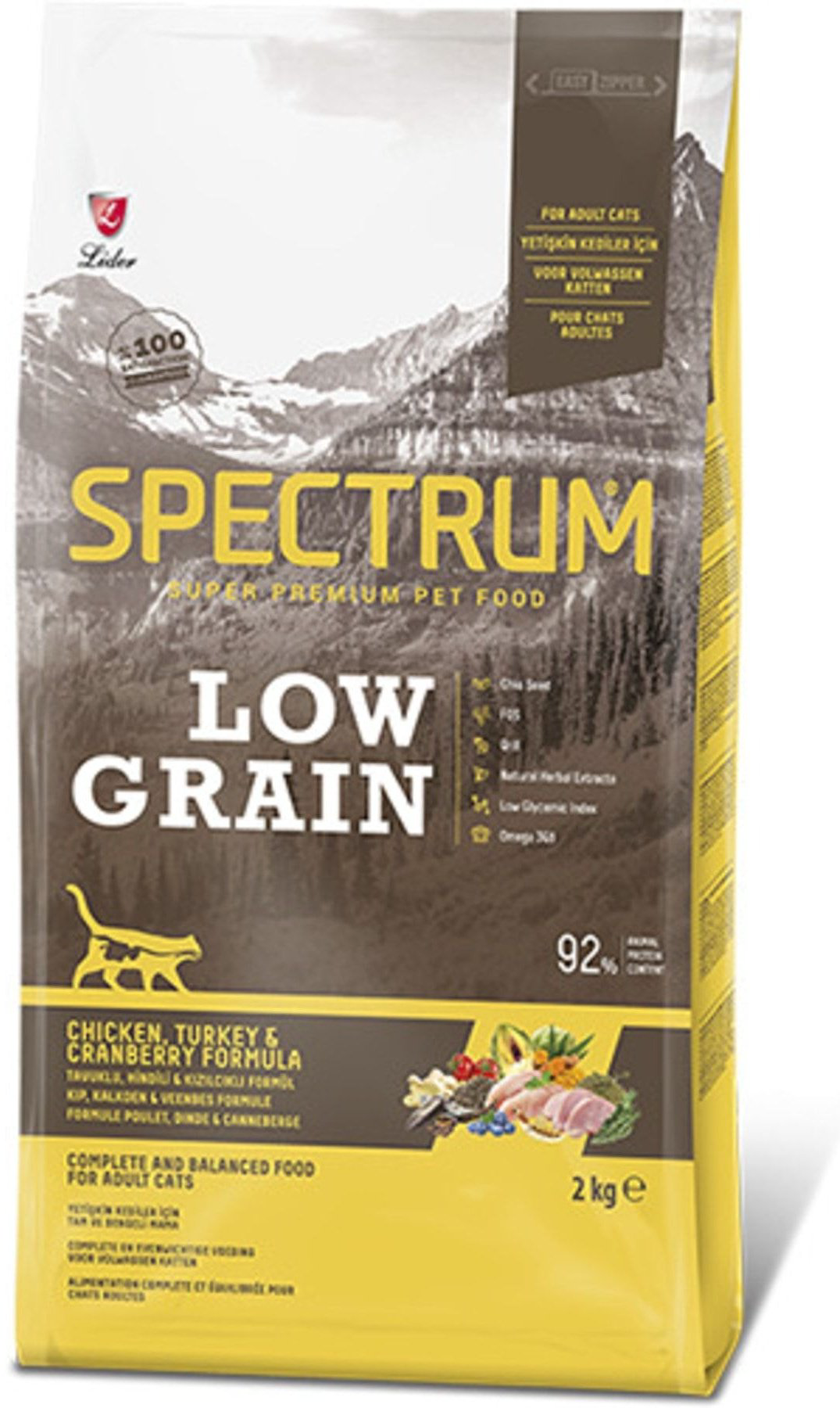 Корм SPECTRUM Adult для взрослых курица, индейка, клюква 2 кг купить,6900