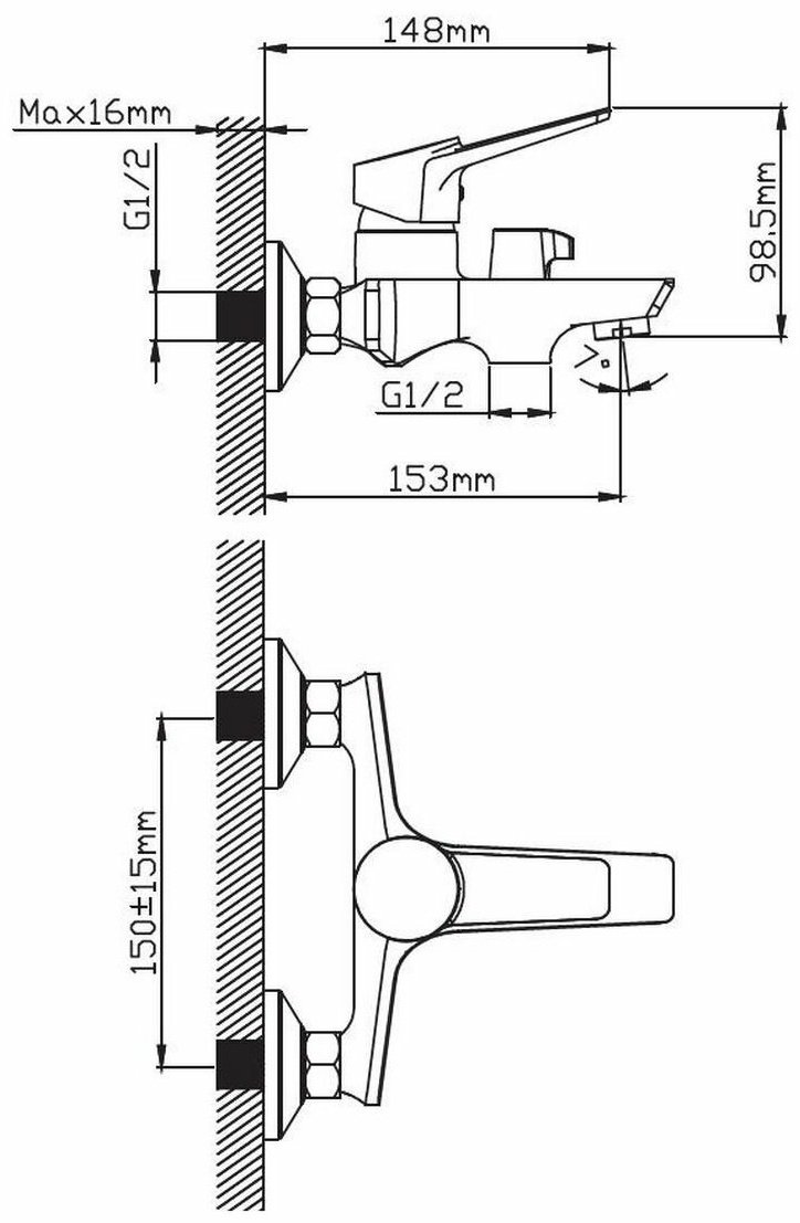 Смеситель для ванны Potato P30155QH, латунь, цвет графит