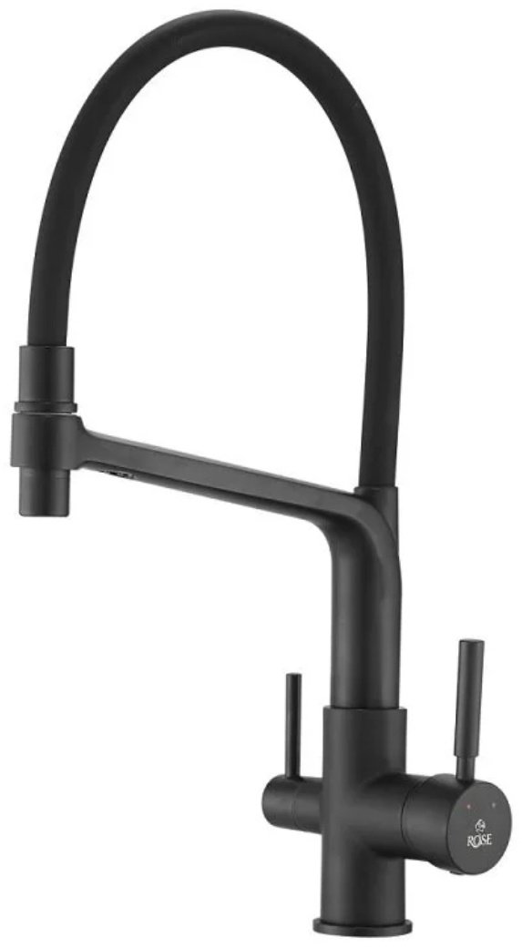 Смеситель с гибким изливом Rose R658H, латунь, цвет черный купить,NaN
