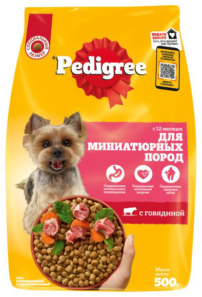 Педигри для взрослых собак мини пород говядина 0.5кг купить,2200
