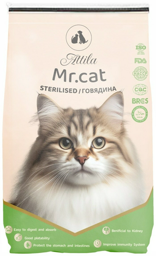 Корм ATTILA Mr.Cat Sterilised для стерилизованных говядина 15 кг
