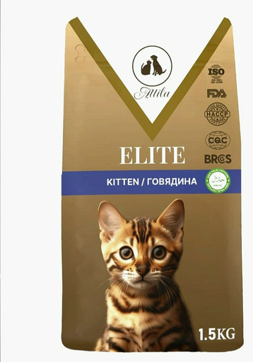 Корм ATTILA ELITE Kitten для котят говядина 1.5 кг