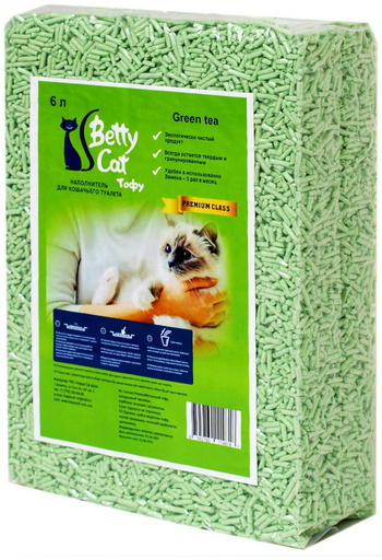 Наполнитель Betty Cat Тофу Зеленый чай комкующийся 6 л
