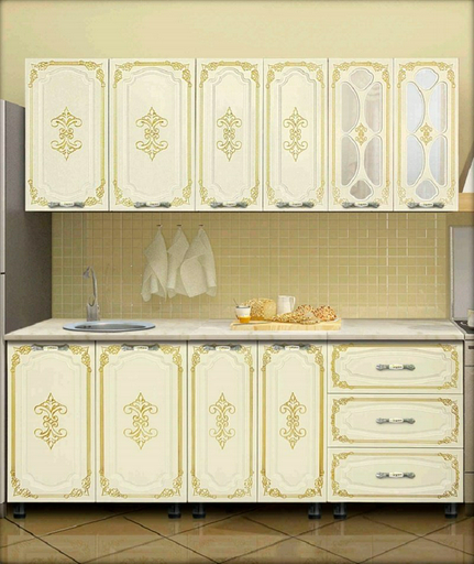 Кухонный гарнитур Elegant Линда, 200x212.5х60 см, ЛДСП, бежевый