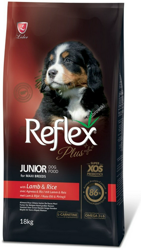 Корм Reflex Plus Junior Maxi с ягненком и рисом для щенков крупных пород 18 кг