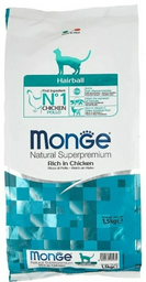 Корм Monge Natural Superpremium Hairball для вывода шерсти курица 1.5 кг