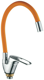 Смеситель с гибким изливом Rainsberg R3193F-4, силумин, цвет оранжевый, хром