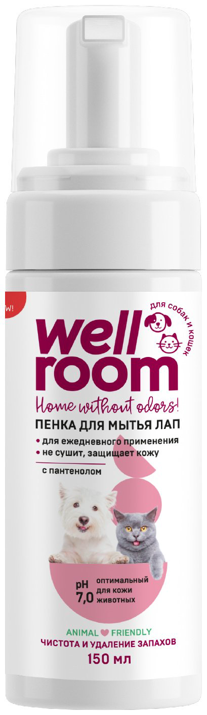 Уход Wellroom WRH_FM150 Пенка для мытья лап с пантенолом для кошек и собак 150 мл купить,NaN