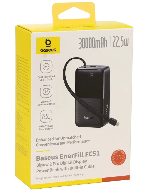 PowerBank Baseus EnerFill FC51 Bipow2 Pro Digital Display 30000mAh PPBD2P-3022 E0028100 Cosmic Black