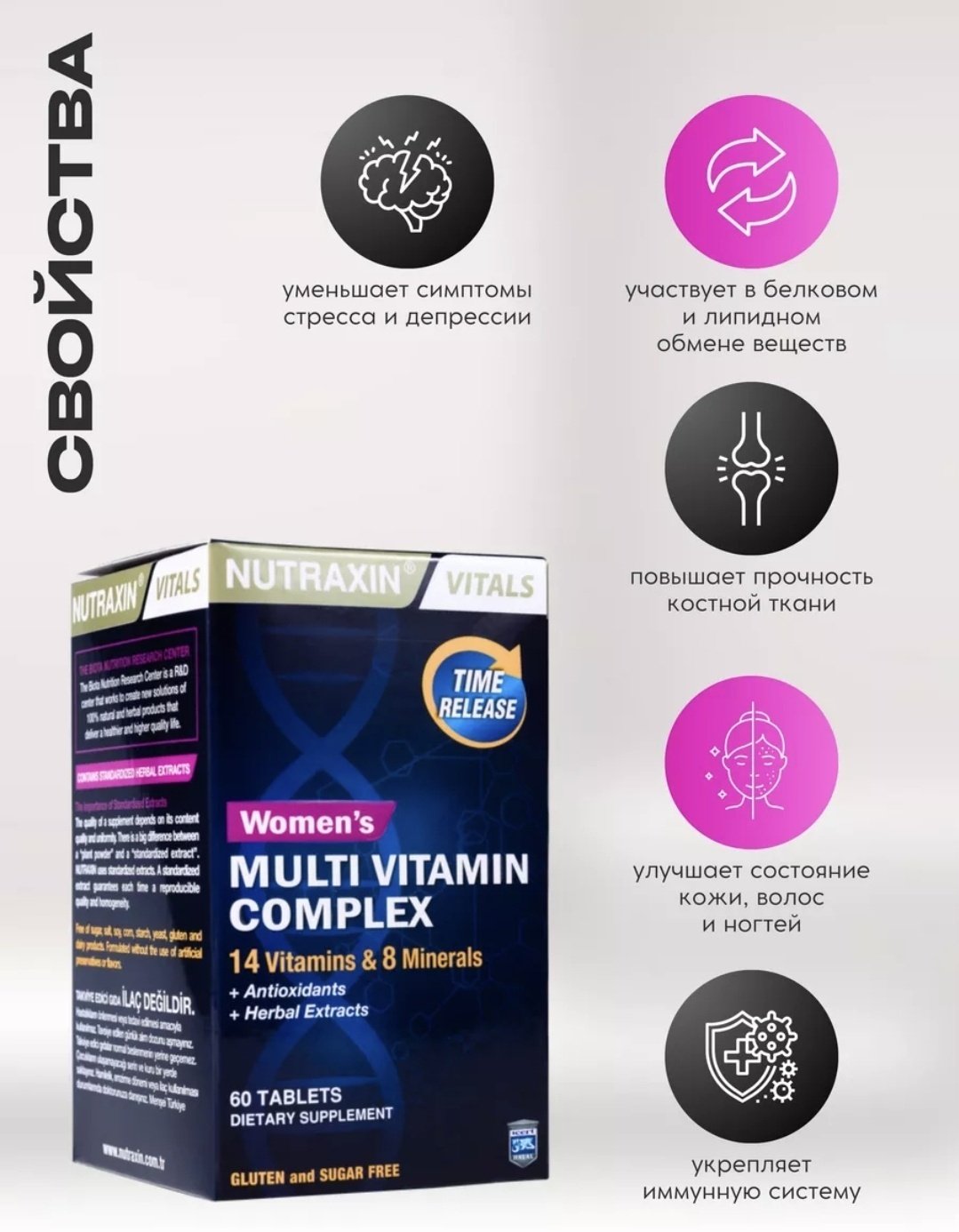 NUTRAXIN Womens Multi Vitamin Complex таблетки 60 шт купить,NaN