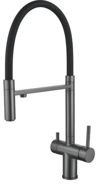 Смеситель с гибким изливом Shevanik S178T, латунь, цвет серый, черный - ForteMarket Смеситель с гибким изливом Shevanik S178T, латунь, цвет серый, черный купить,101200