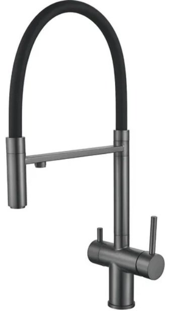 Смеситель с гибким изливом Shevanik S178T, латунь, цвет серый, черный - ForteMarket Смеситель с гибким изливом Shevanik S178T, латунь, цвет серый, черный купить,101200
