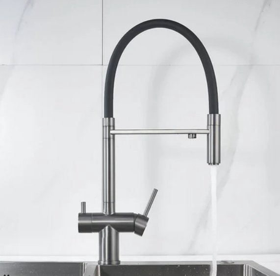 Смеситель с гибким изливом Shevanik S178T, латунь, цвет серый, черный - ForteMarket Смеситель с гибким изливом Shevanik S178T, латунь, цвет серый, черный купить,101200