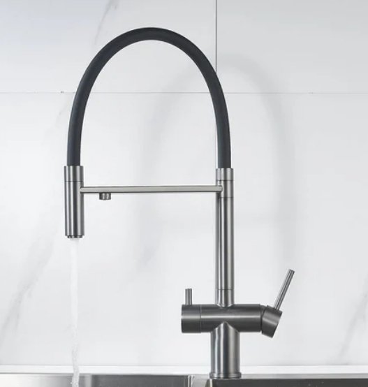 Смеситель с гибким изливом Shevanik S178T, латунь, цвет серый, черный - ForteMarket Смеситель с гибким изливом Shevanik S178T, латунь, цвет серый, черный купить,101200