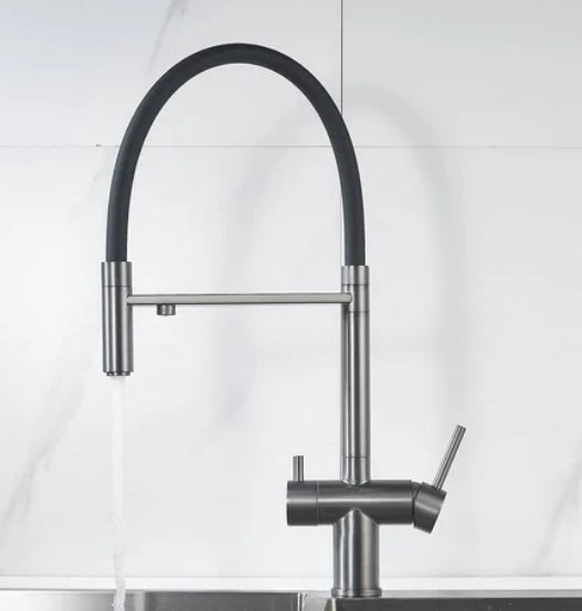 Смеситель с гибким изливом Shevanik S178T, латунь, цвет серый, черный - ForteMarket Смеситель с гибким изливом Shevanik S178T, латунь, цвет серый, черный купить,101200