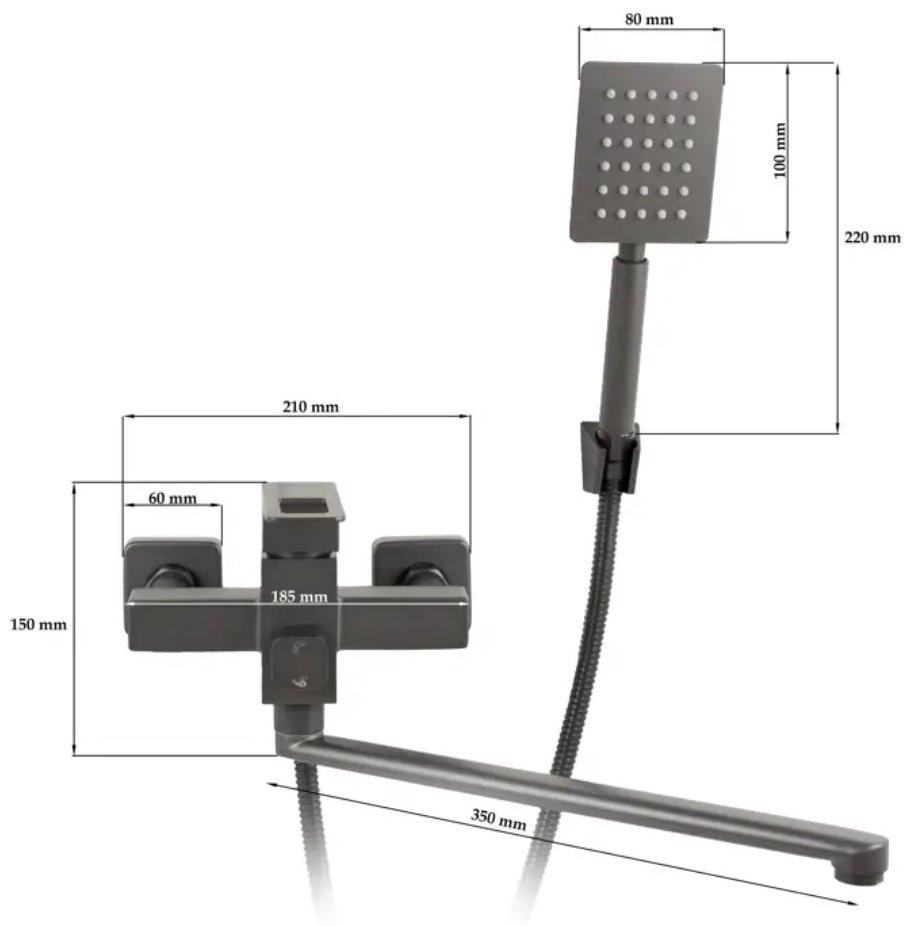 Смеситель для ванны Oute T40223Y, латунь, цвет черный - ForteMarket Смеситель для ванны Oute T40223Y, латунь, цвет черный купить,86200